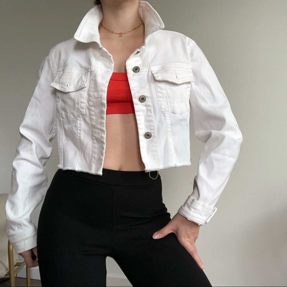 White Cropped Jean Jacket